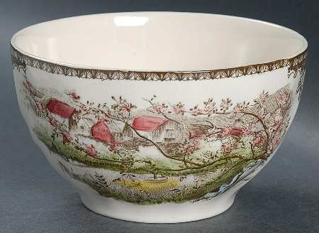 Friendly Village, The ("Made in England" Backstamp) Cranberry Bowl