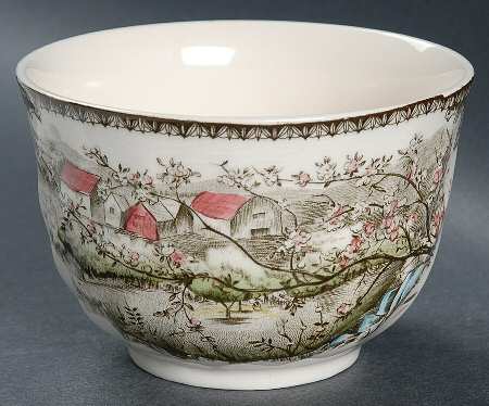 Friendly Village, The ("Made in England" Backstamp) Open Sugar Bowl
