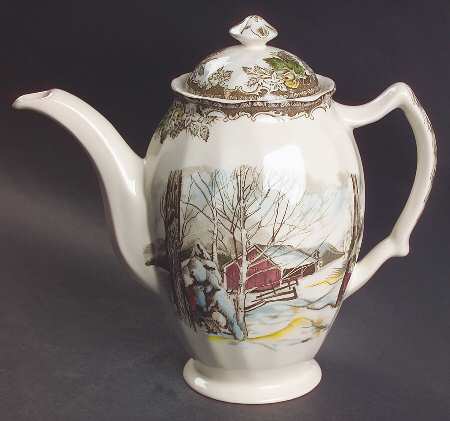 Friendly Village, The ("Made in England" Backstamp) Small Coffee Pot & Lid