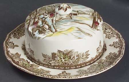 Friendly Village, The ("Made in England" Backstamp) Round Covered Butter (Uses Bread & Butter Plate)
