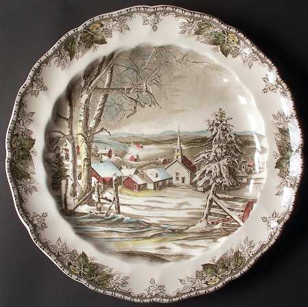 Friendly Village, The ("Made in England" Backstamp) 14" Chop Plate (Round Platter)