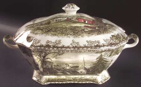 Friendly Village, The ("Made in England" Backstamp) Rectangular Tureen & Lid