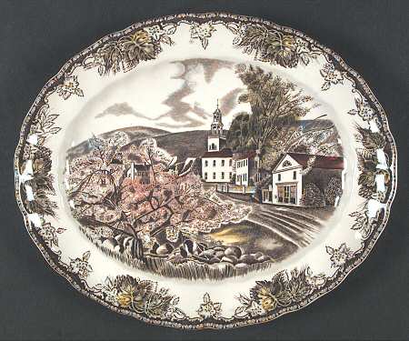 Friendly Village, The ("Made in England" Backstamp) 11" Oval Serving Platter