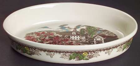 Friendly Village, The ("Made in England" Backstamp) 12" Oval Baker