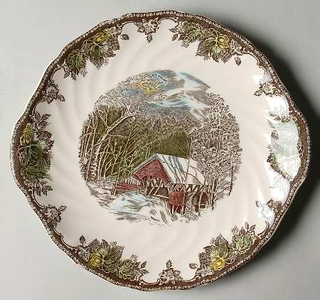Friendly Village, The ("Made in England" Backstamp) Handled Cake Plate