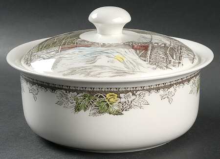 Friendly Village, The ("Made in England" Backstamp) 2 Qt Round Covered Casserole