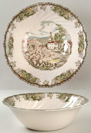 Friendly Village, The ("Made in England" Backstamp) 10" Large Salad Serving Bowl