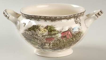 Friendly Village, The ("Made in England" Backstamp) Sugar Bowl No Lid