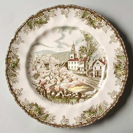 Friendly Village, The ("Made in England" Backstamp) Buffet/Dinner Plate