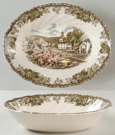 Friendly Village, The ("Made in England" Backstamp) 9" Oval Vegetable Bowl