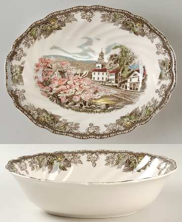 Friendly Village, The ("Made in England" Backstamp) 8" Oval Vegetable Bowl