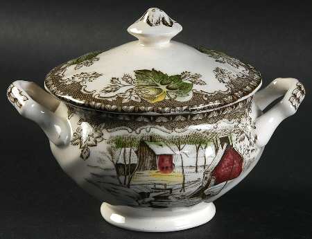 Friendly Village, The ("Made in England" Backstamp) Mini Sugar Bowl & Lid