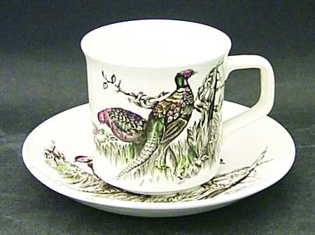 Game Birds White Flat Cup & Saucer Set