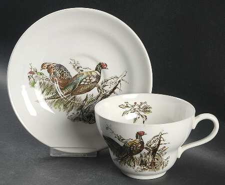 Game Birds White Oversized Cup & Saucer Set