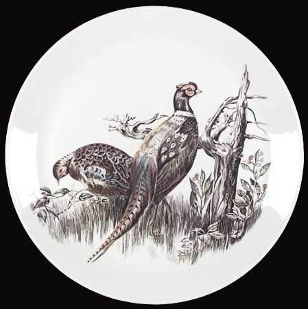 Game Birds White Dinner Plate