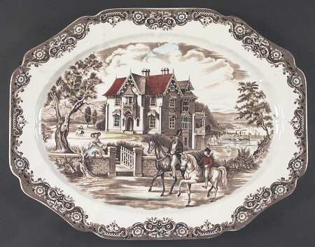Heritage Hall Brown Multicolor 20" Oval Serving Platter