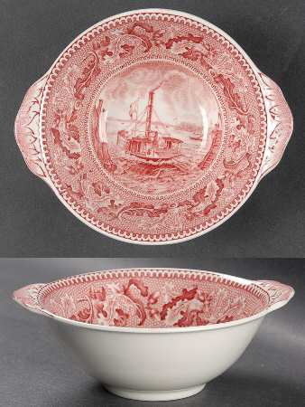 Historic America Pink Lugged Fruit/Dessert (Sauce) Bowl by Johnson Brothers