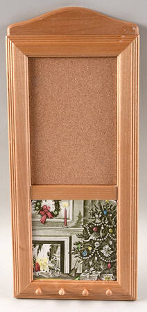 Merry Christmas ("A Genuine Hand Engraving") 15" Natural Wood Memo Board/Key Rack  HC