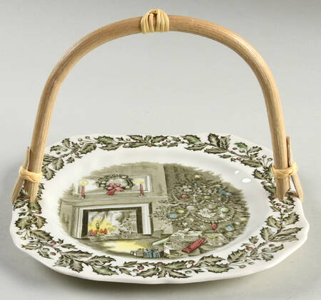 Merry Christmas ("A Genuine Hand Engraving") 5 3/8"-5 5/8" Bamboo Handled Serving Plate  HC