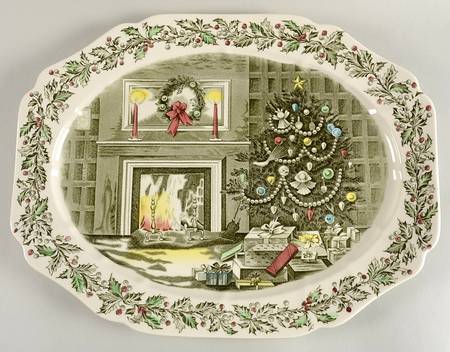 Merry Christmas ("A Genuine Hand Engraving") 19" Oval Serving Platter