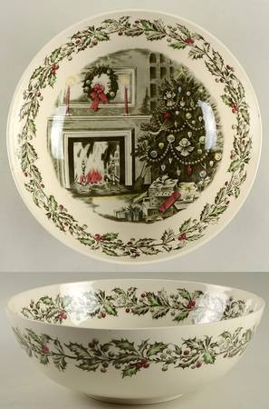 Merry Christmas ("A Genuine Hand Engraving") 12" Salad Serving/Punch Bowl