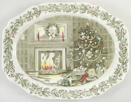 Merry Christmas ("A Genuine Hand Engraving") 20" Oval Serving Platter