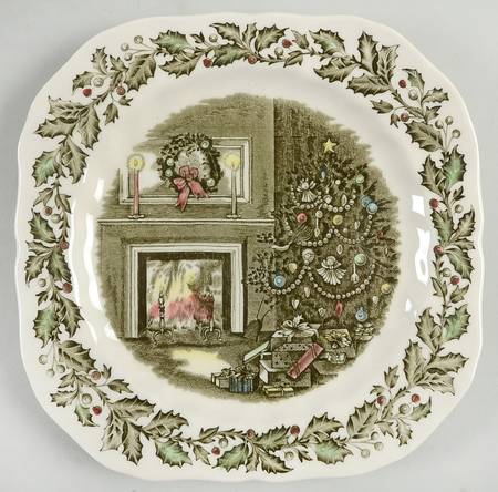 Merry Christmas ("A Genuine Hand Engraving") Square Salad Plate