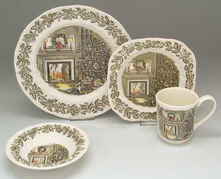 Merry Christmas ("A Genuine Hand Engraving") 4 Piece Place Set = DP, SPS, FRR, MUGM4