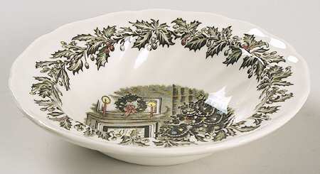 Merry Christmas ("A Genuine Hand Engraving") Rim Fruit/Dessert (Sauce) Bowl