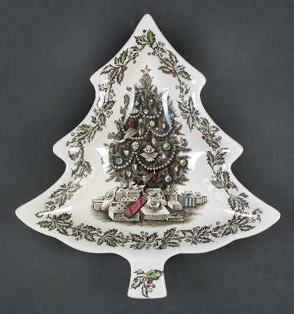 Merry Christmas ("A Genuine Hand Engraving") Small Tree Shaped Dish