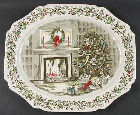 Merry Christmas ("A Genuine Hand Engraving") 17" Oval Serving Platter