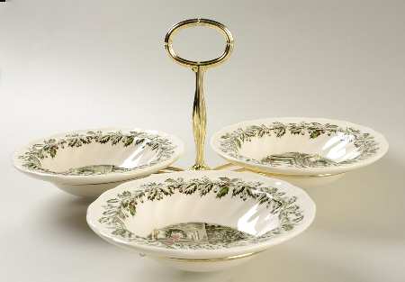 Merry Christmas ("A Genuine Hand Engraving") 7" x 12" 3-Part Relish & Metal Stand (FR) HC