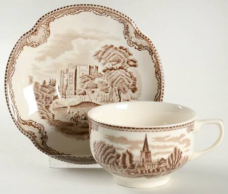 Old Britain Castles Brown Flat Cup & Saucer Set