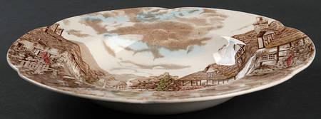 Olde English Countryside Brown Multicolor Large Rim Soup Bowl