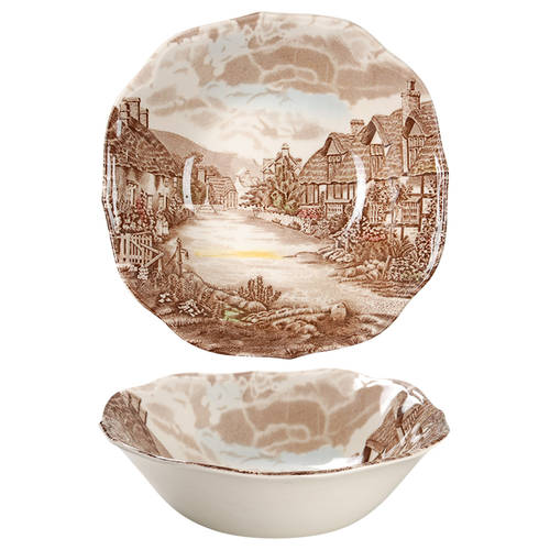 Olde English Countryside Brown Multicolor Square Cereal Bowl