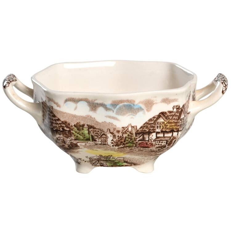 Olde English Countryside Brown Multicolor Sugar Bowl No Lid