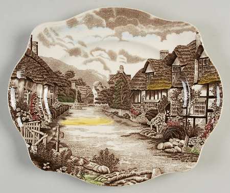 Olde English Countryside Brown Multicolor 11" Oval Serving Platter