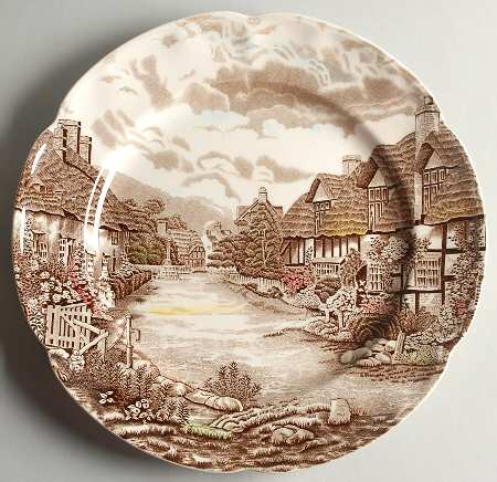 Olde English Countryside Brown Multicolor 12" Chop Plate (Round Platter)