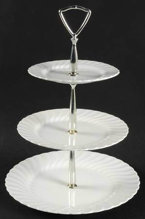 Regency (Made in England, Earthenware Ironstone) 3-Tiered Serving Tray (DP, SP, BB)