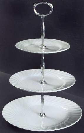Regency (Made in England, Earthenware Ironstone) 13 7/8"-14 1/4" 3-Tiered Serving Tray(DP,SP,BB) HC