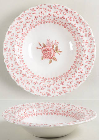Rose Bouquet Pink Rim Fruit/Dessert (Sauce) Bowl