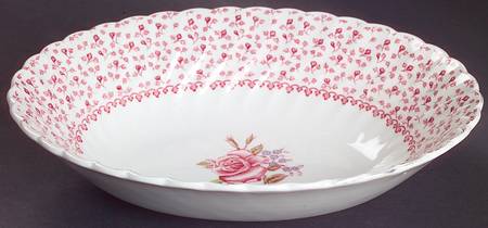 Rose Bouquet Pink 9" Oval Vegetable Bowl