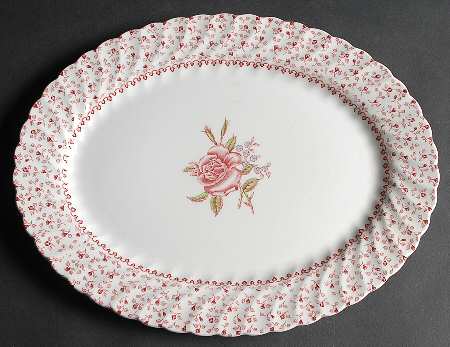 Rose Bouquet Pink 12" Oval Serving Platter