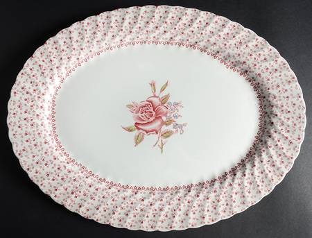 Rose Bouquet Pink 15" Oval Serving Platter