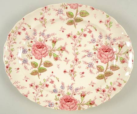 Rose Chintz Pink ("Made in England" Mark) 12" Oval Serving Platter