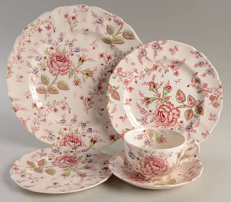 Rose Chintz Pink ("Made in England" Mark) 40 Piece Estate Set