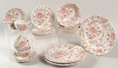 Rose Chintz Pink ("Made in England" Mark) 20pc Set=4ea CSFL,DP,BB,CERQ