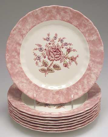 Rose Chintz Pink ("Made in England" Mark) Accent Dinner Plate - Set of 8