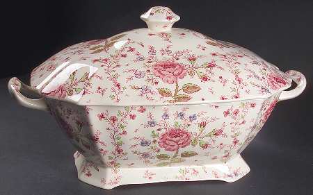 Rose Chintz Pink ("Made in England" Mark) Rectangular Tureen & Lid