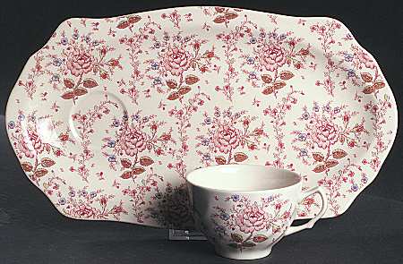Rose Chintz Pink ("Made in England" Mark) Snack Plate & Cup Set